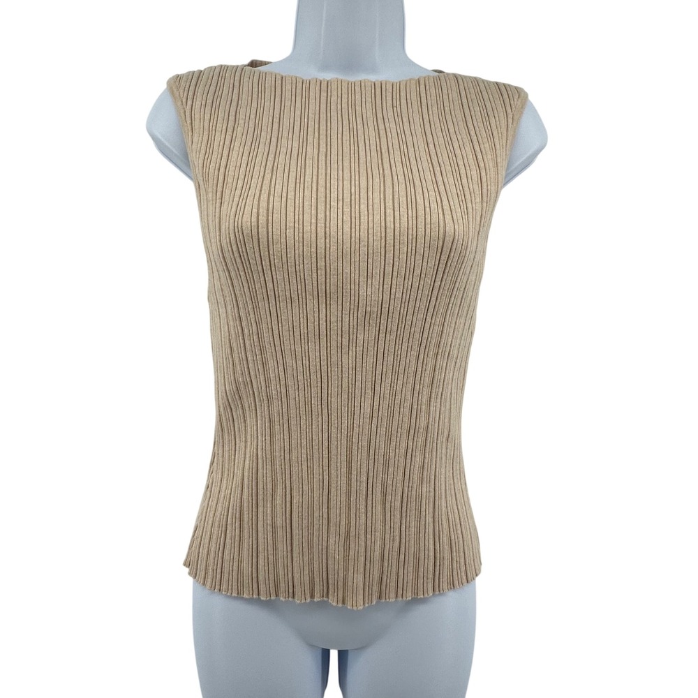 Quince Cotton Cashmere Ribbed Tank Quiet Luxury Minimalist Layering Women L